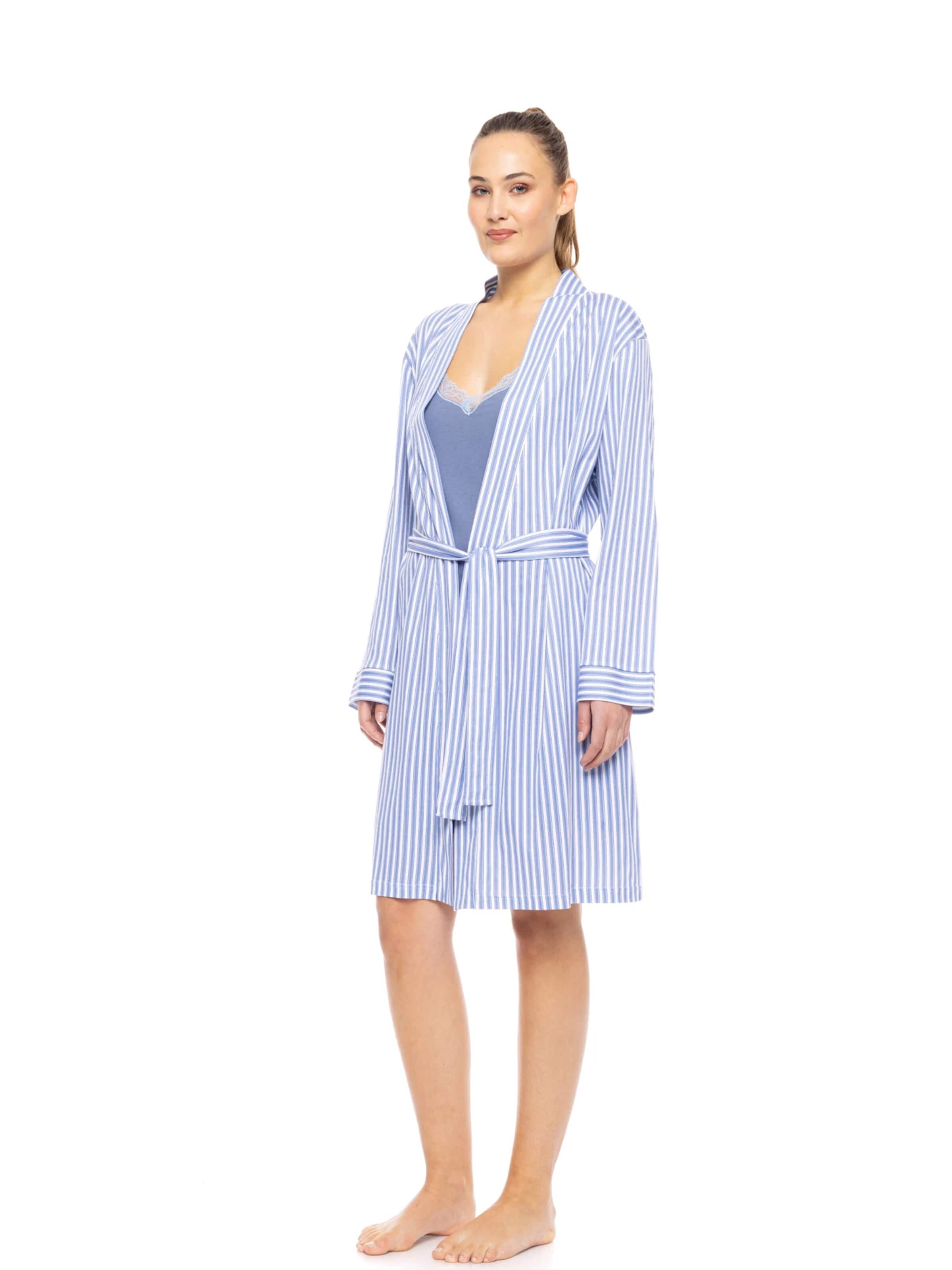 Pink Label - Camisola de pijama 'NIGHTGOWN 2PCS SET CALMING STRIPES' em azul