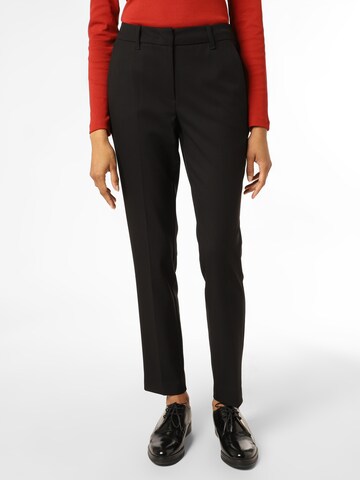 Betty & Co Slim fit Trousers with creases in Black: front