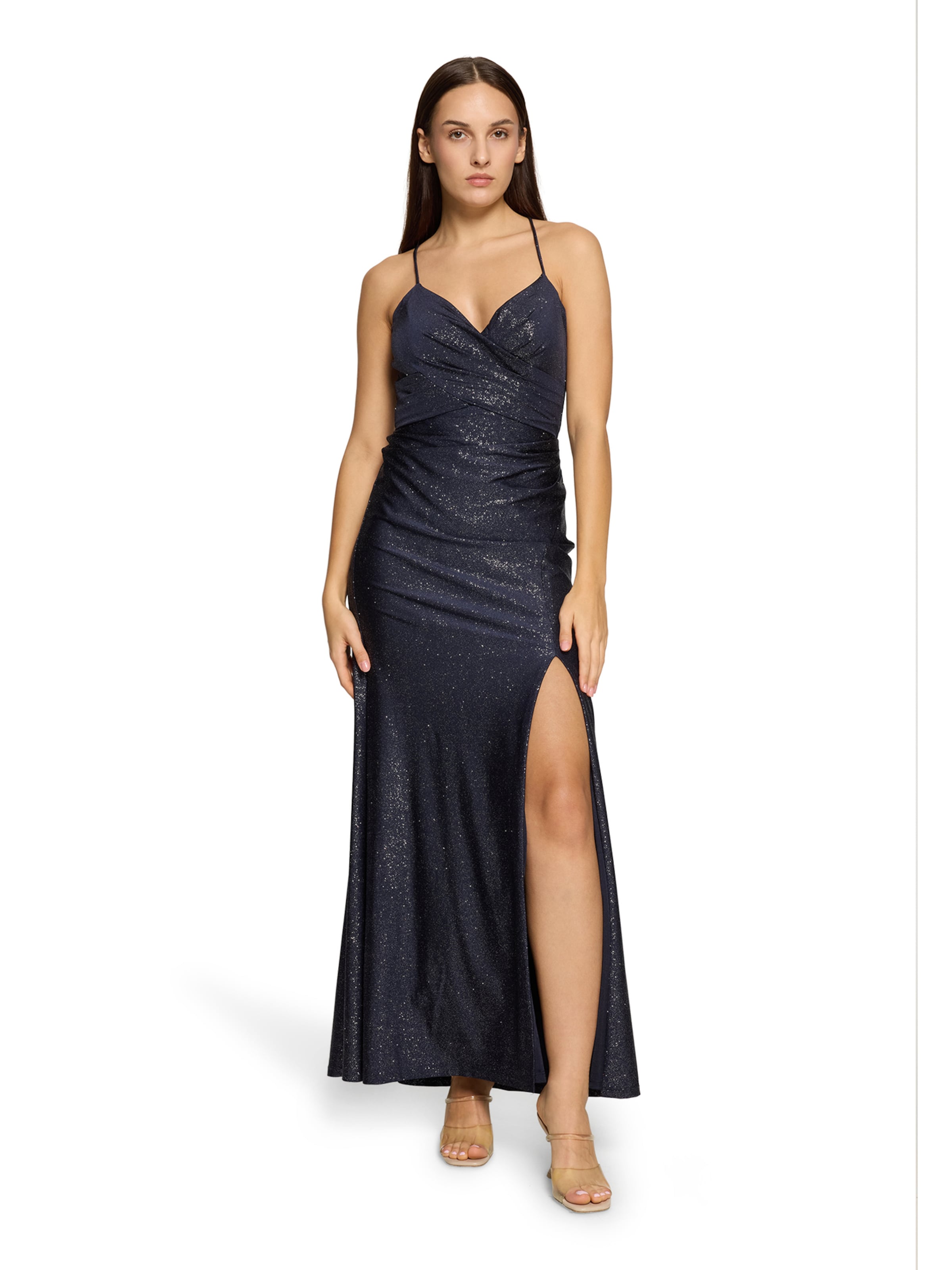 Vera Mont Abendkleid im Glitzer-Look in Blau: Vorderseite