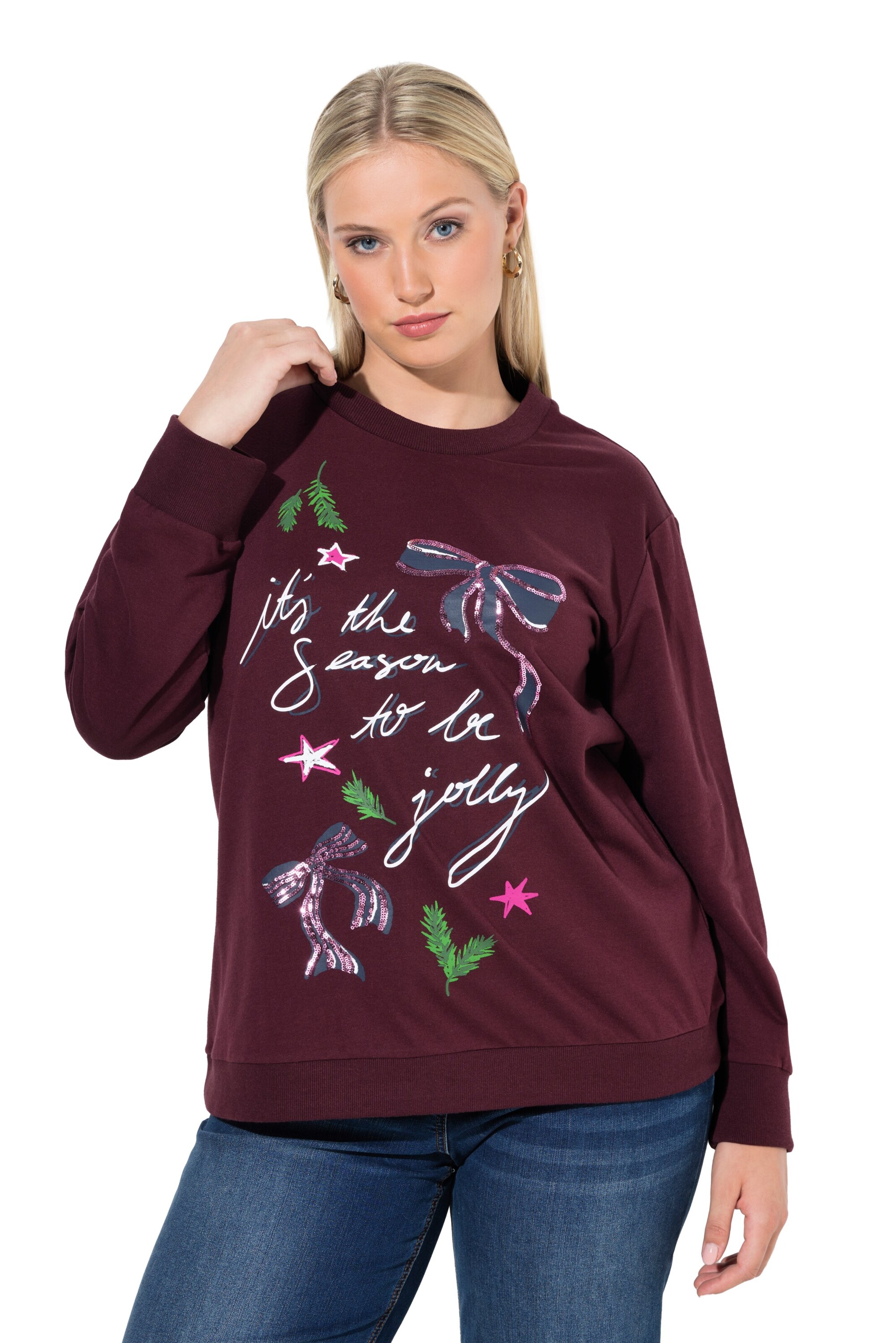 Ulla Popken Sweatshirt in Purple: front
