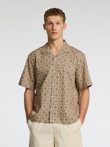 SELECTED Comfort fit Button Up Shirt in Beige: front