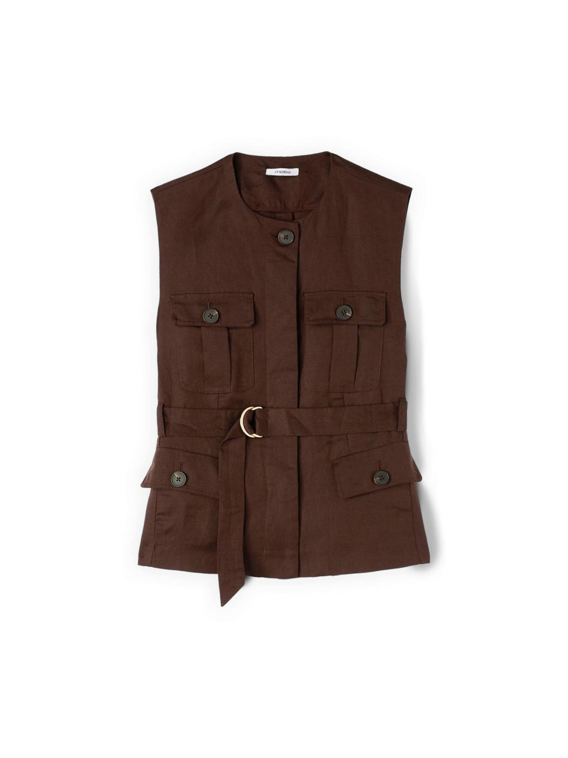 MOTIVI Suit vest in Brown: front