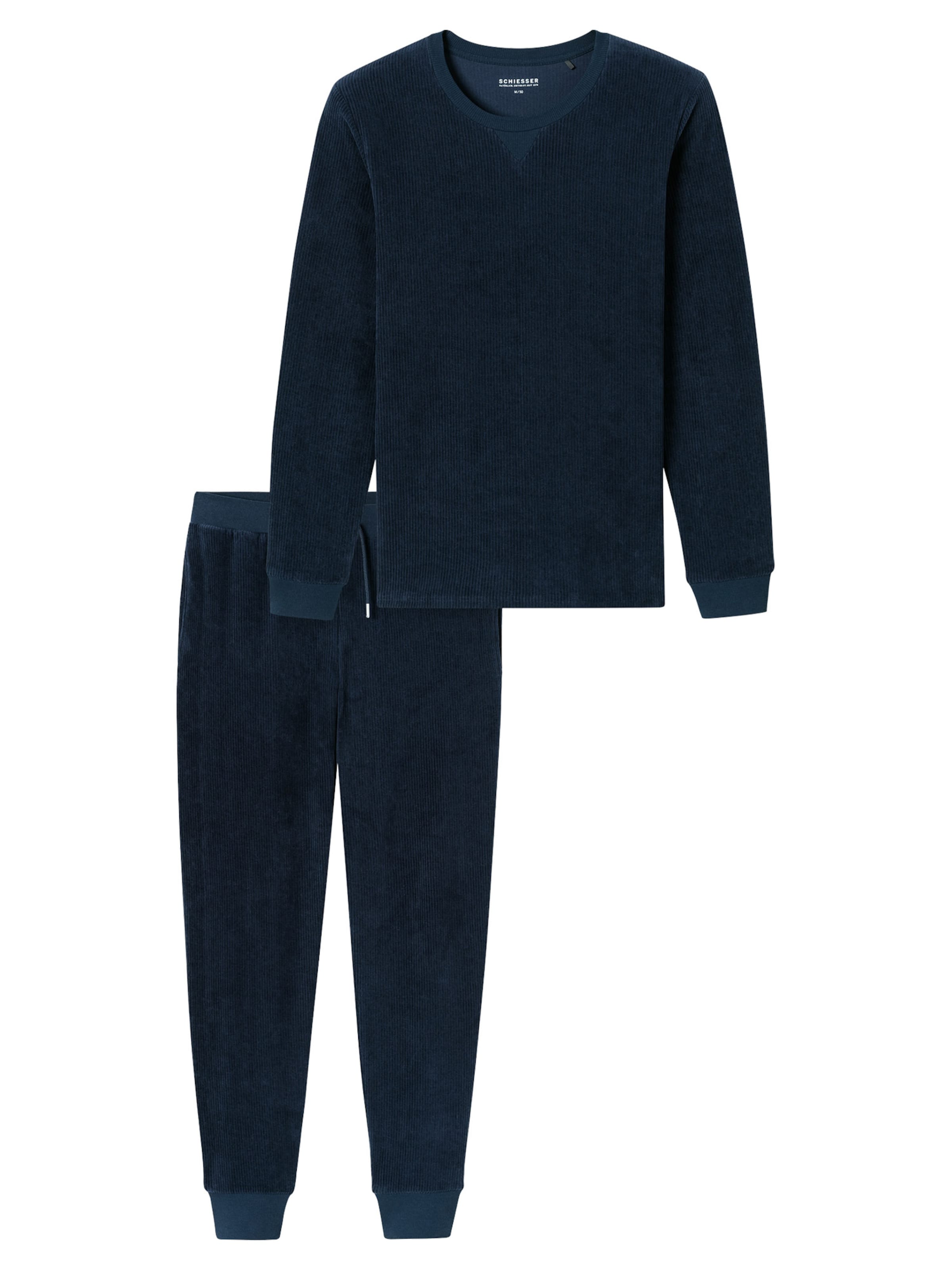 SCHIESSER Pajamas long ' Selected Premium Warming ' in Blue: front