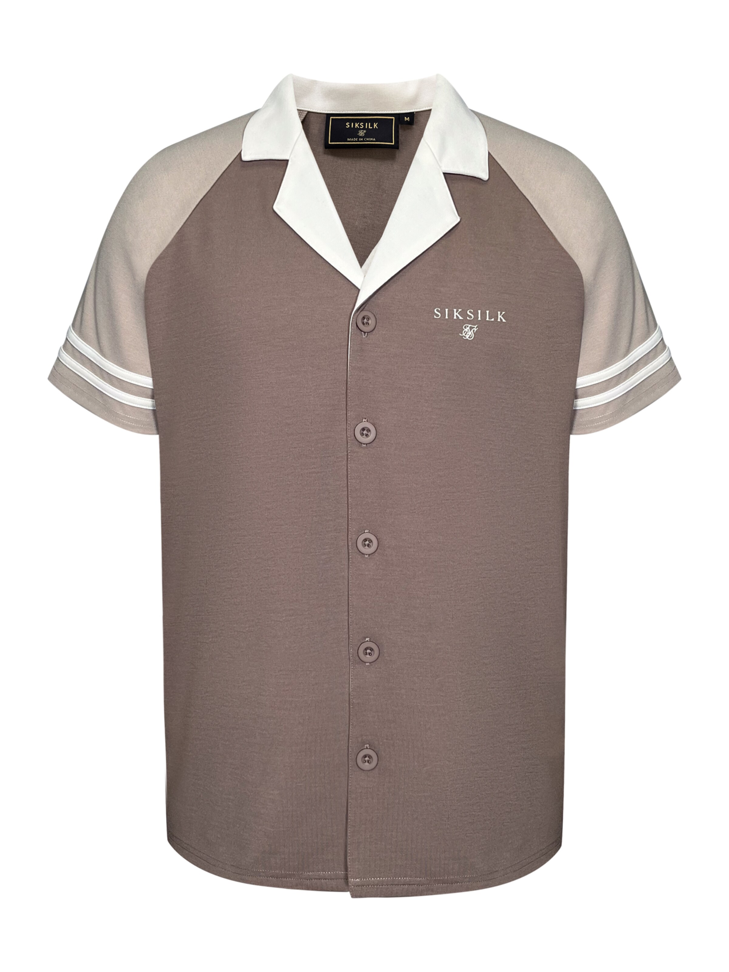 SikSilk Regular fit Button Up Shirt 'Retro Resort' in Brown: front