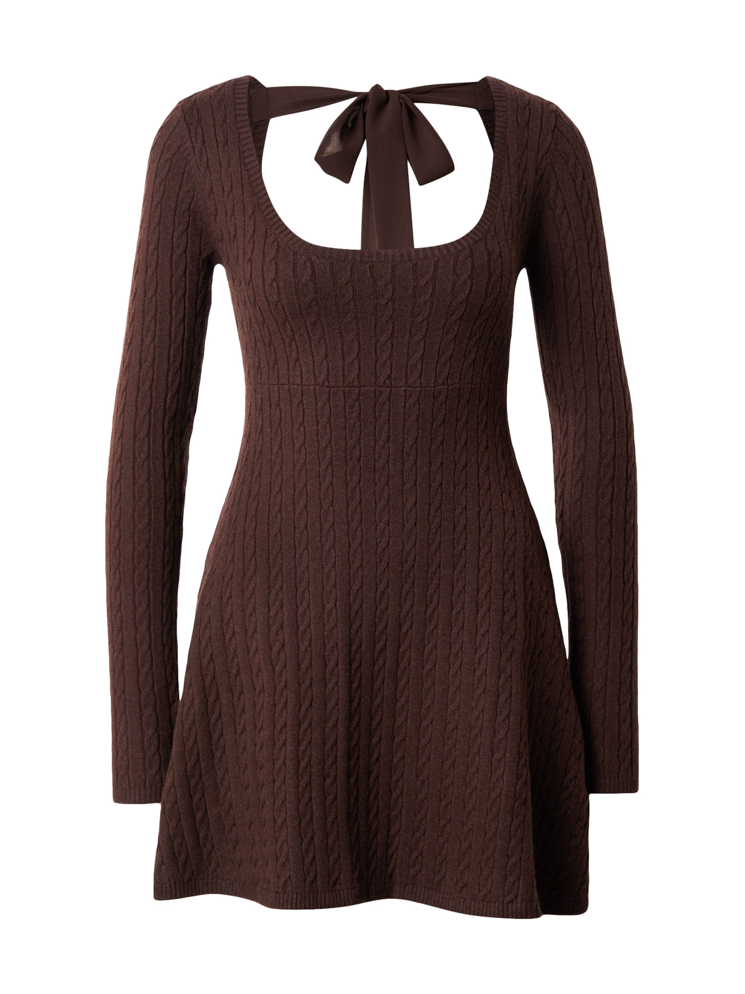 HOLLISTER Strikkjole i brun: forside