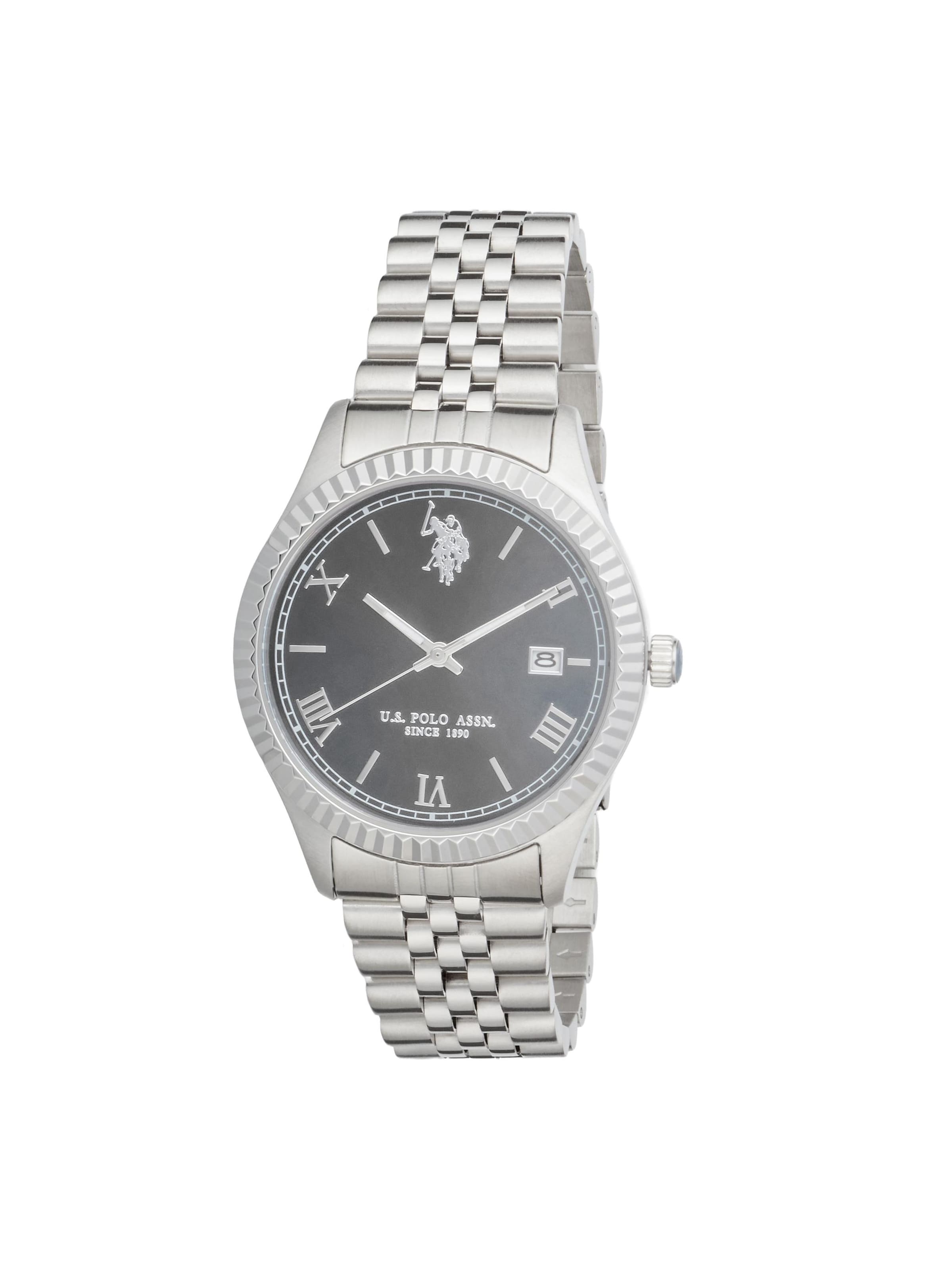 U.S. POLO ASSN. Analoog horloge 'Brandon Steel' in Grijs: voorkant