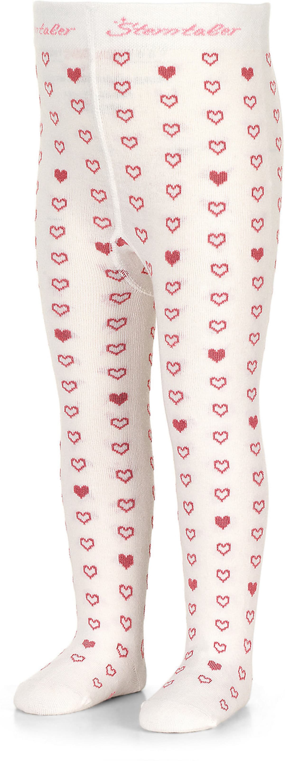 STERNTALER Tights 'Herzen' in White: front