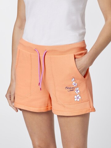 Oklahoma Jeans Regular Sweatshorts ' mit kleinem, floralem Print ' in Orange