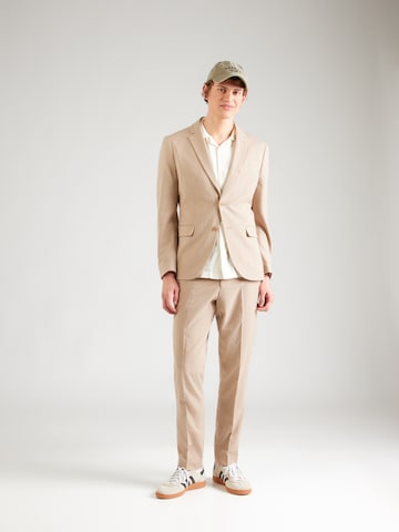 Coupe slim Costume 'SLHNEIL' SELECTED en beige : devant