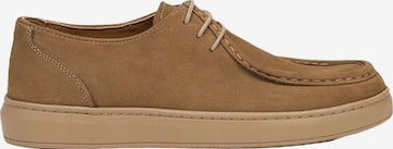Desa Slip-ons 'DESA Herren-Schnürschuhe aus Nubukleder für den Alltag' in Beige: front
