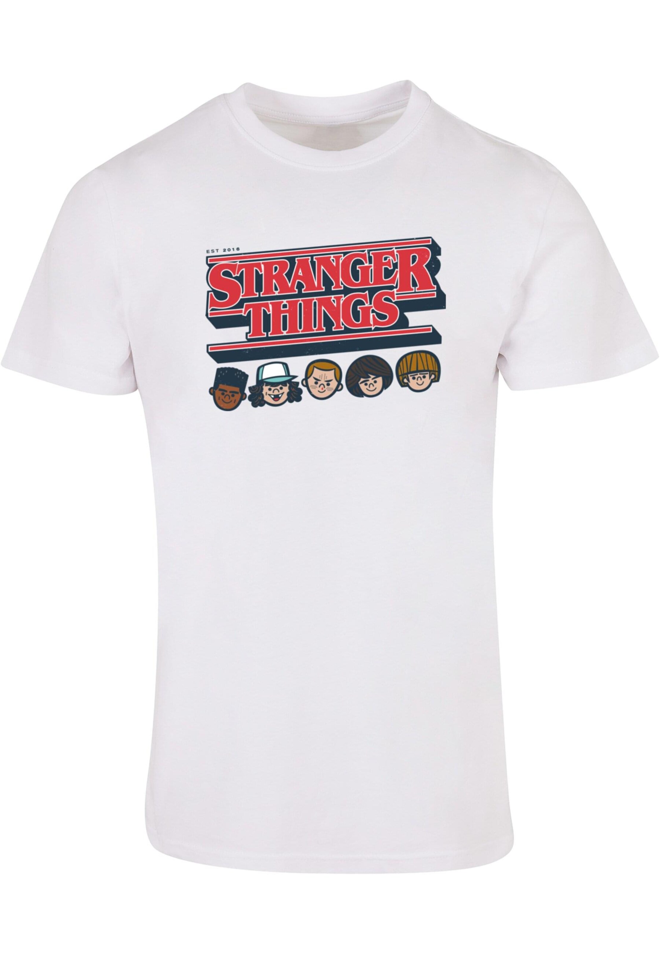 ABSOLUTE CULT Shirt 'Stranger Things - Caricature' in Wit: voorkant