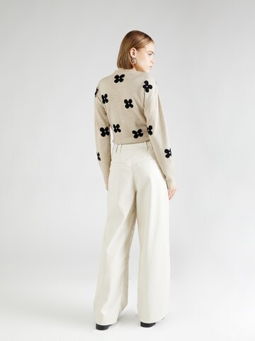 TOPSHOP Wide leg Παντελόνι πλισέ σε μπεζ