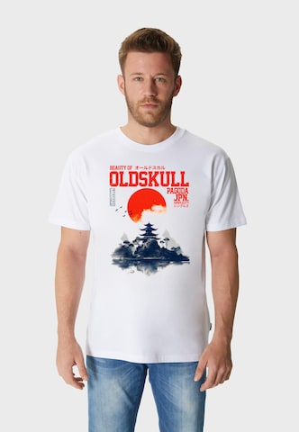 Oldskull Shirt 'Asian Temple' in White: front
