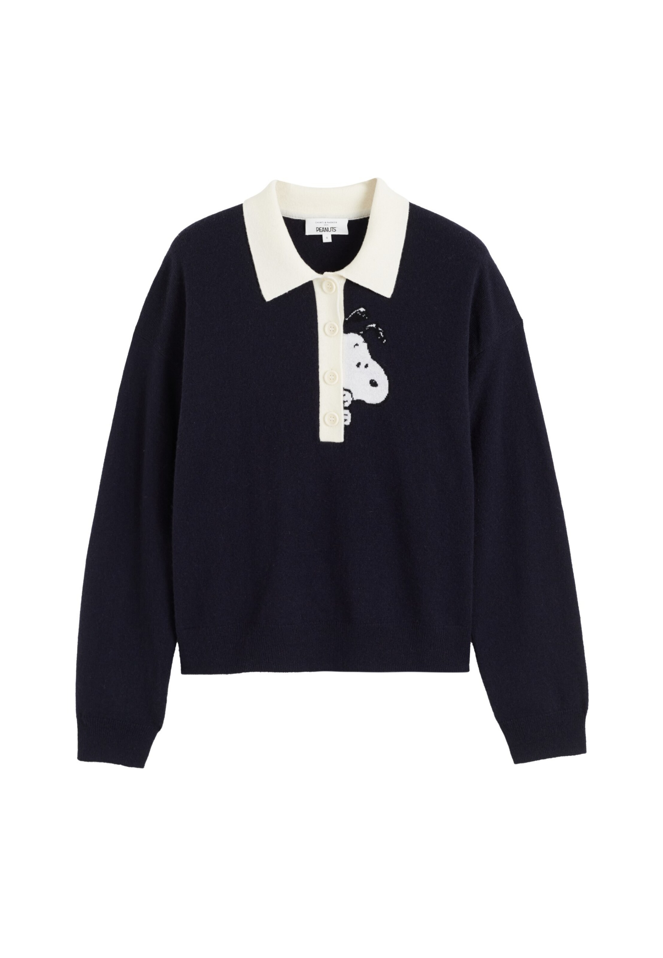 Chinti & Parker Svetr 'Peanuts' – modrá: přední strana