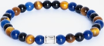 Addicted2Narukvica 'Relax bracciale in argento 925 lavorato a mano con agata nera occhio di tigre & Mashan giada blue' - plava boja: prednji dio