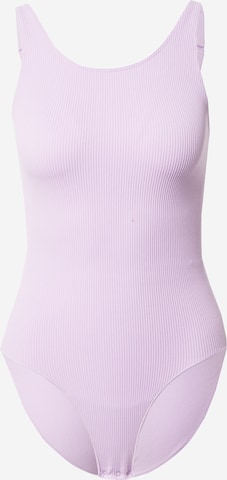PIECES Shirt Bodysuit in Purple: front