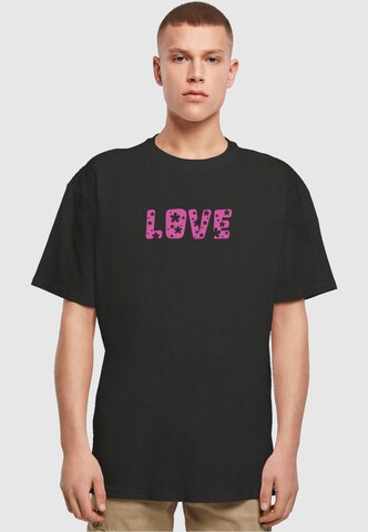 Merchcode T-Shirt 'Valentines Day - Flowers Love' in Schwarz: Vorderseite