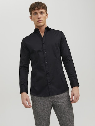 Jack & Jones Premium Cупер слим Рубашка 'Parma' в Черный: спереди