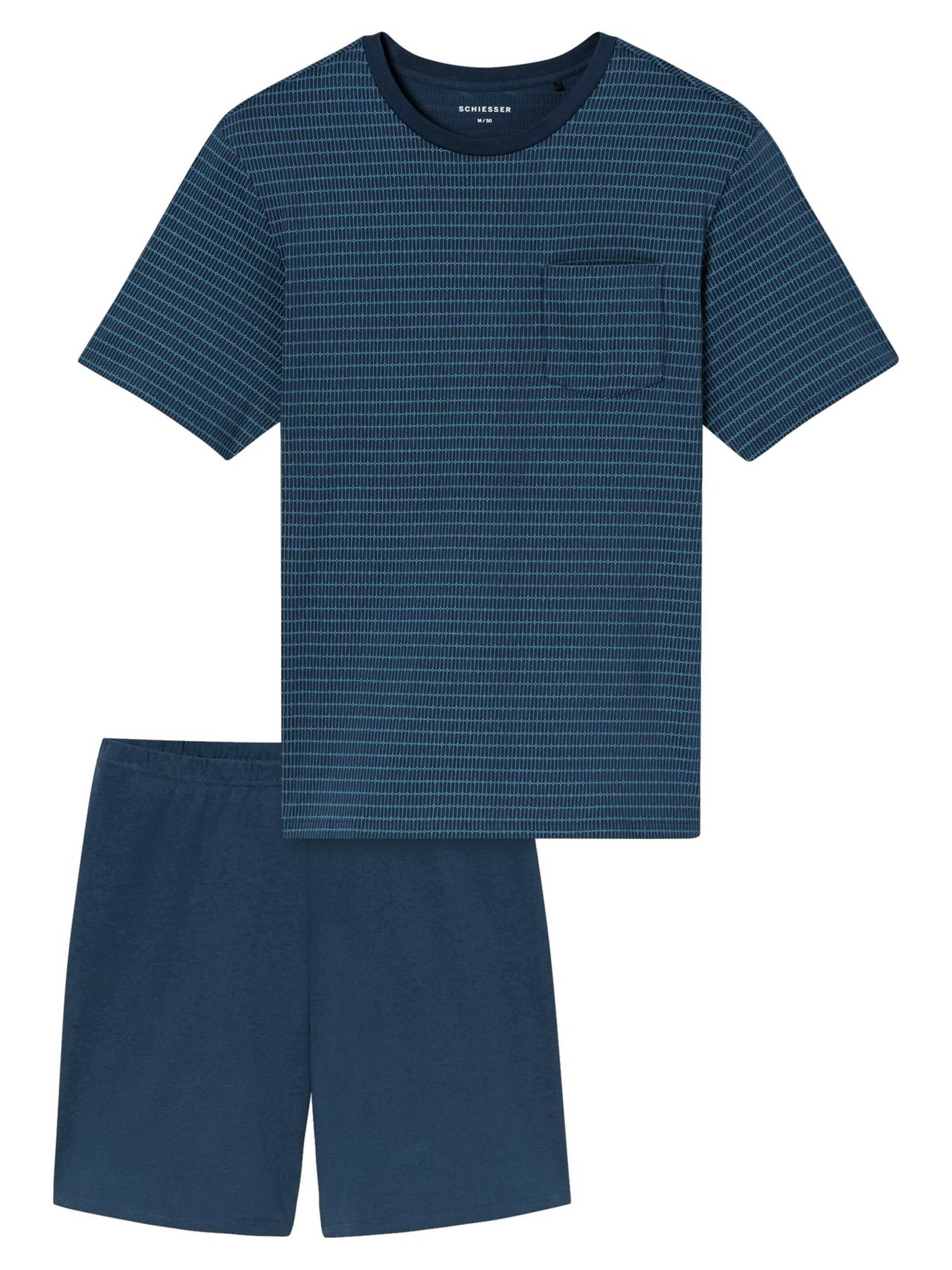 SCHIESSER Pyjama kurz 'Comfort Essentials'‌‌‌‌‌‌ in M in dunkelblau, Produktansicht