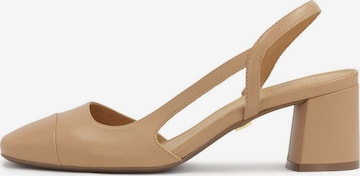 Décolleté sling di Kazar in beige: frontale