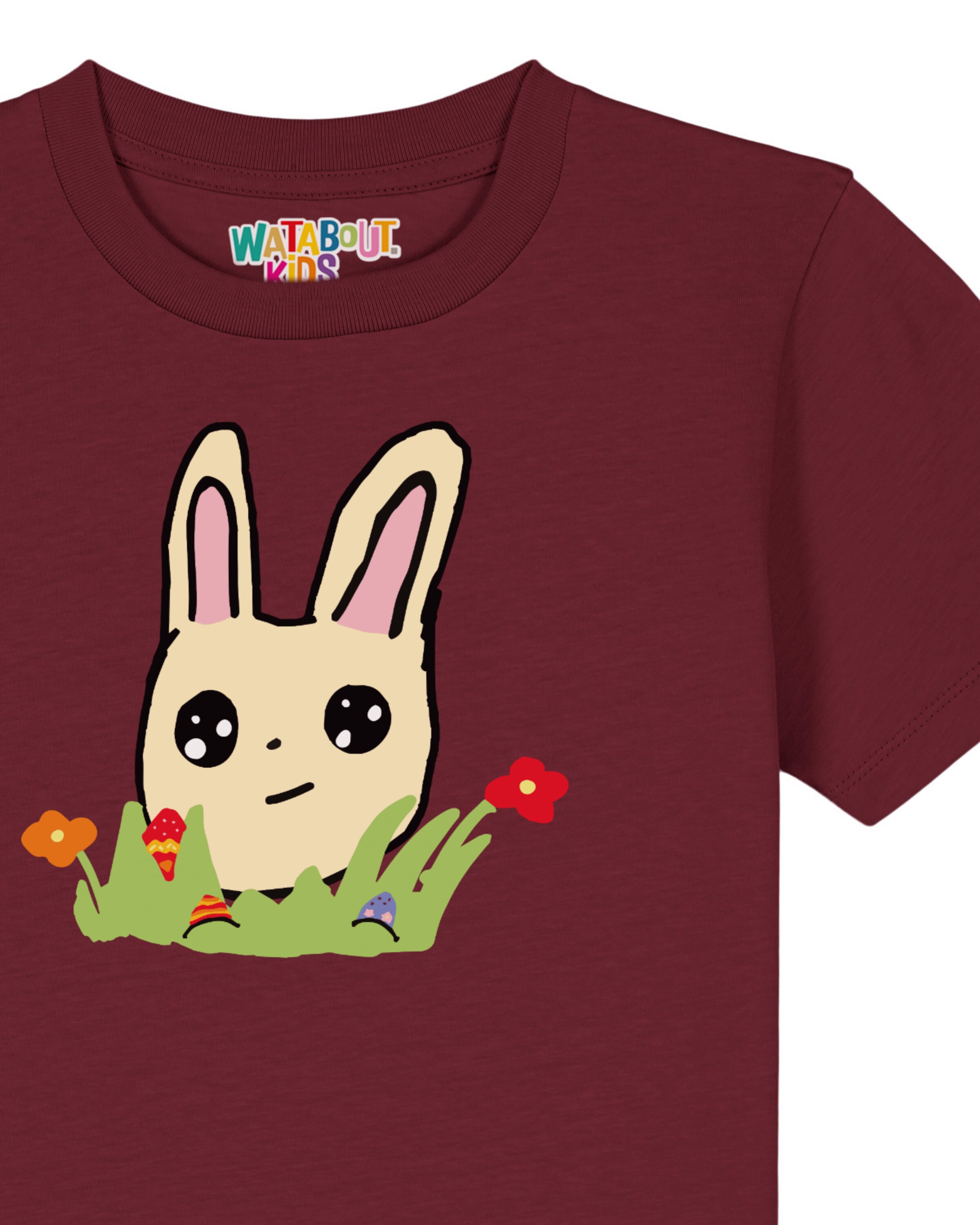 watabout.kids T-Shirt 'Osterhase Mit Blumen' in Rot