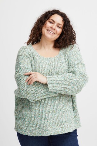 Fransa Curve Sweater 'Spotta' in Green: front