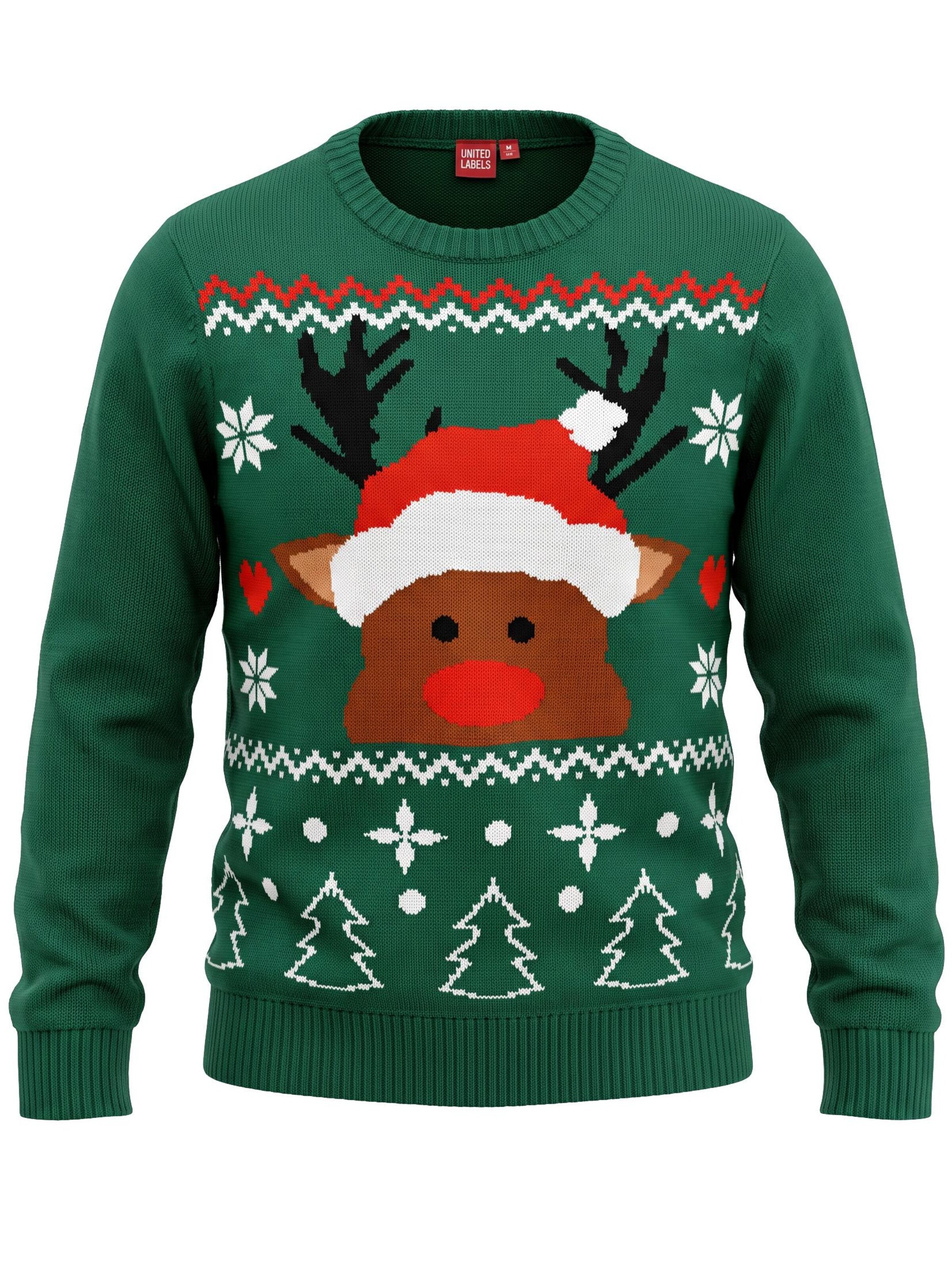 United Labels Sweater 'Weihnachtspullover Rentier' in Green