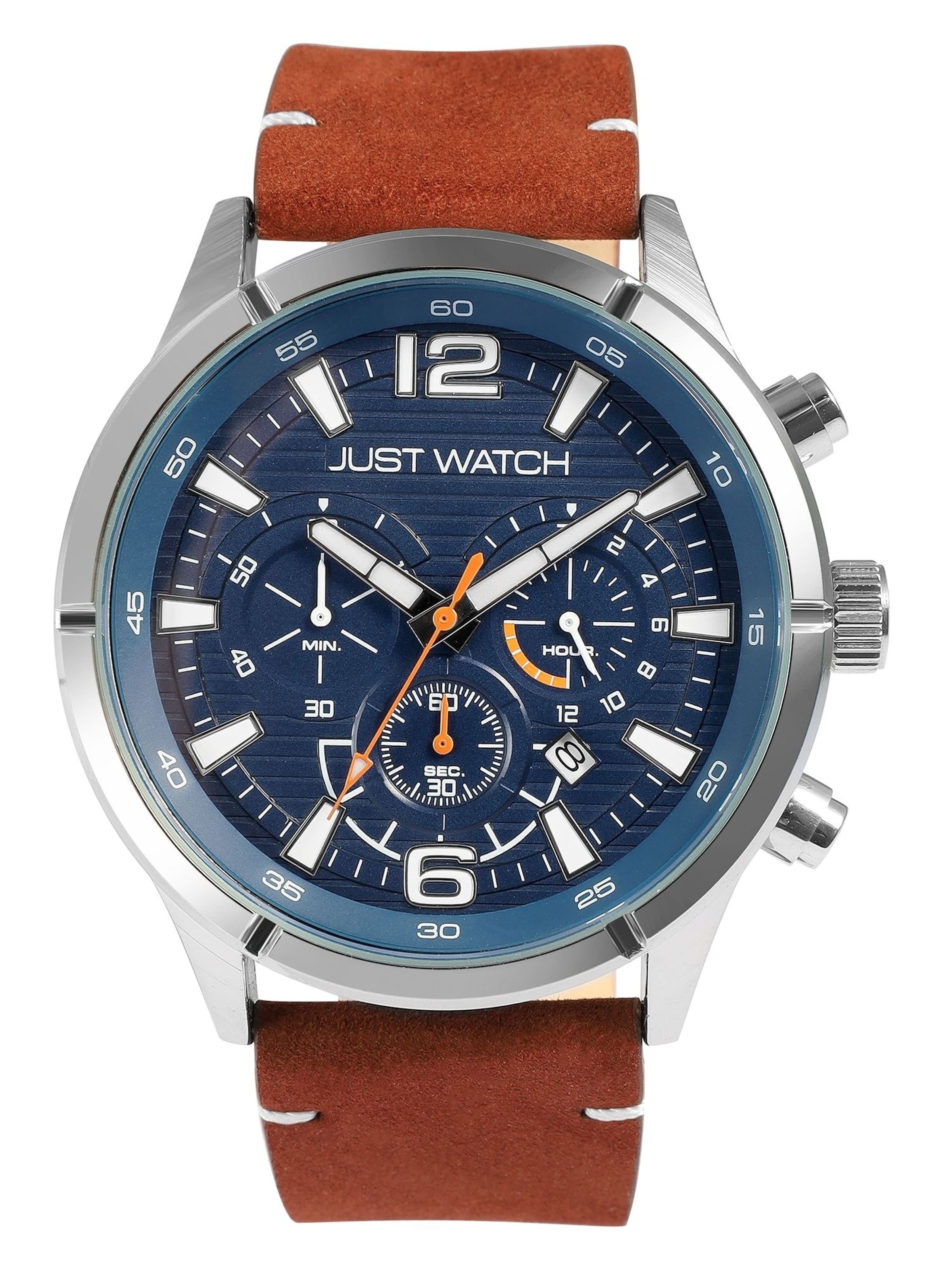 Just Watch Analog Watch 'Evander, Datumsanzeige' in Brown: front