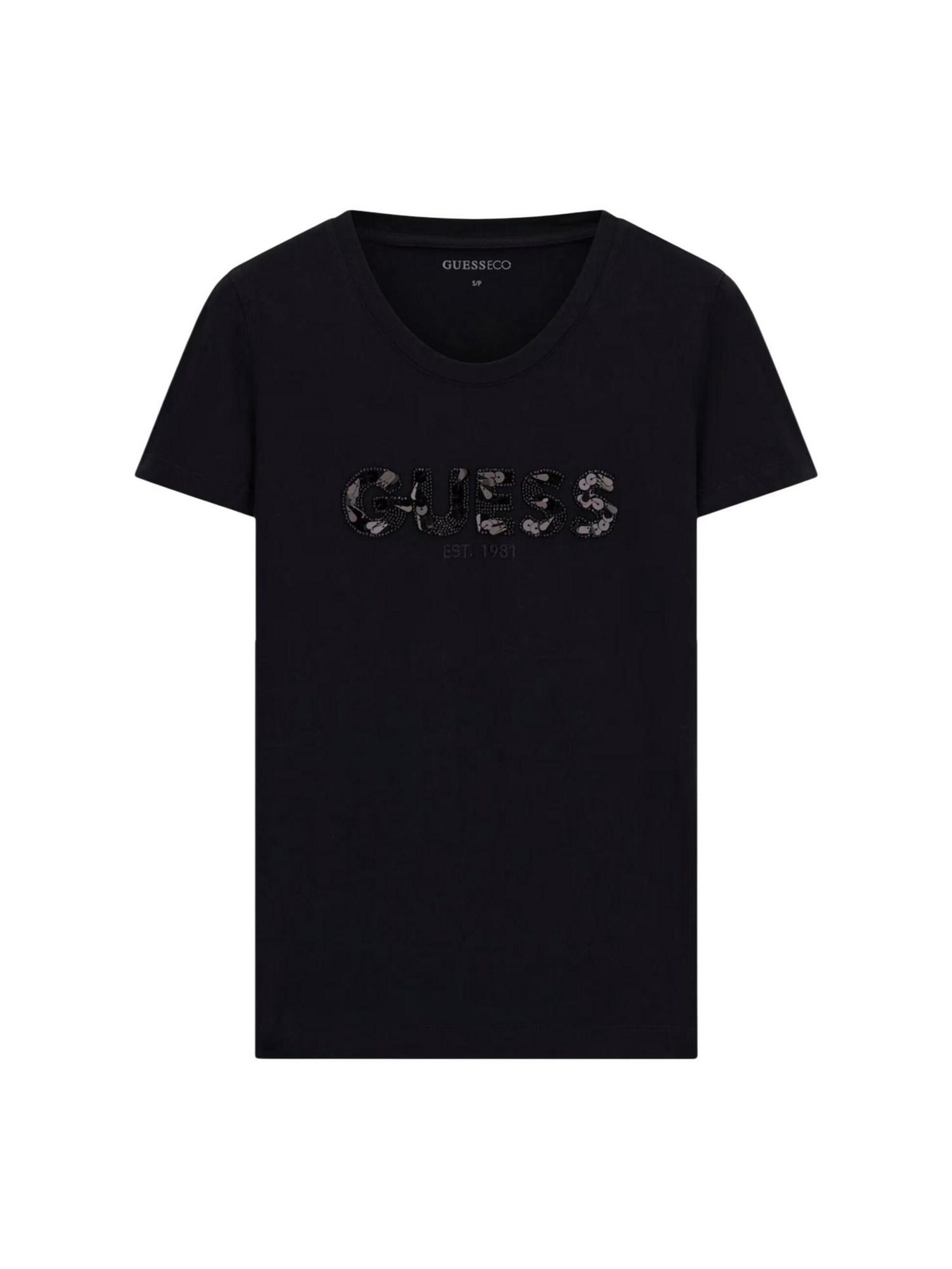 Maglietta 'W5GI17 J1314' di GUESS in nero: frontale