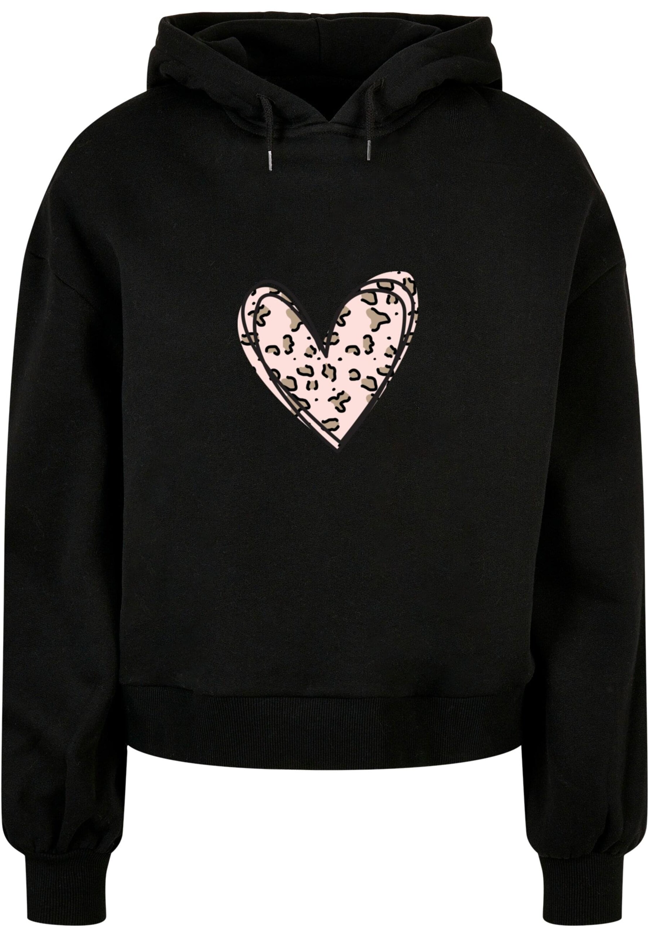 Sweat-shirt 'Valentines Day - Leopard Heart' Merchcode en noir : devant