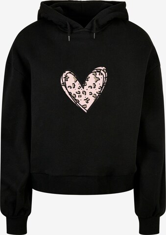 Sweat-shirt 'Valentines Day - Leopard Heart' Merchcode en noir : devant