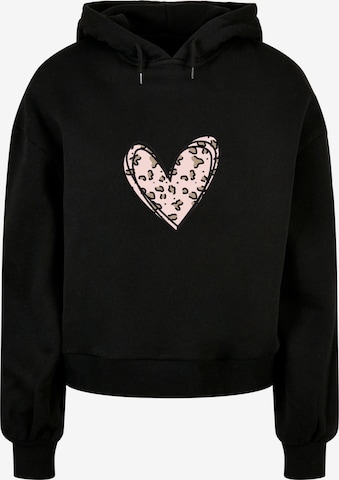 Merchcode Sweatshirt 'Valentines Day - Leopard Heart' in Black: front