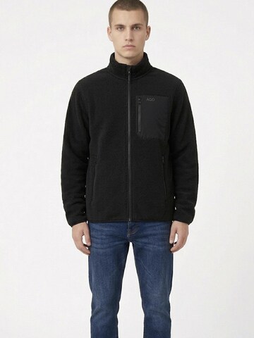 A Question Of (AQO) Between-season jacket 'David Micro Fleece Zipper' in Black: front