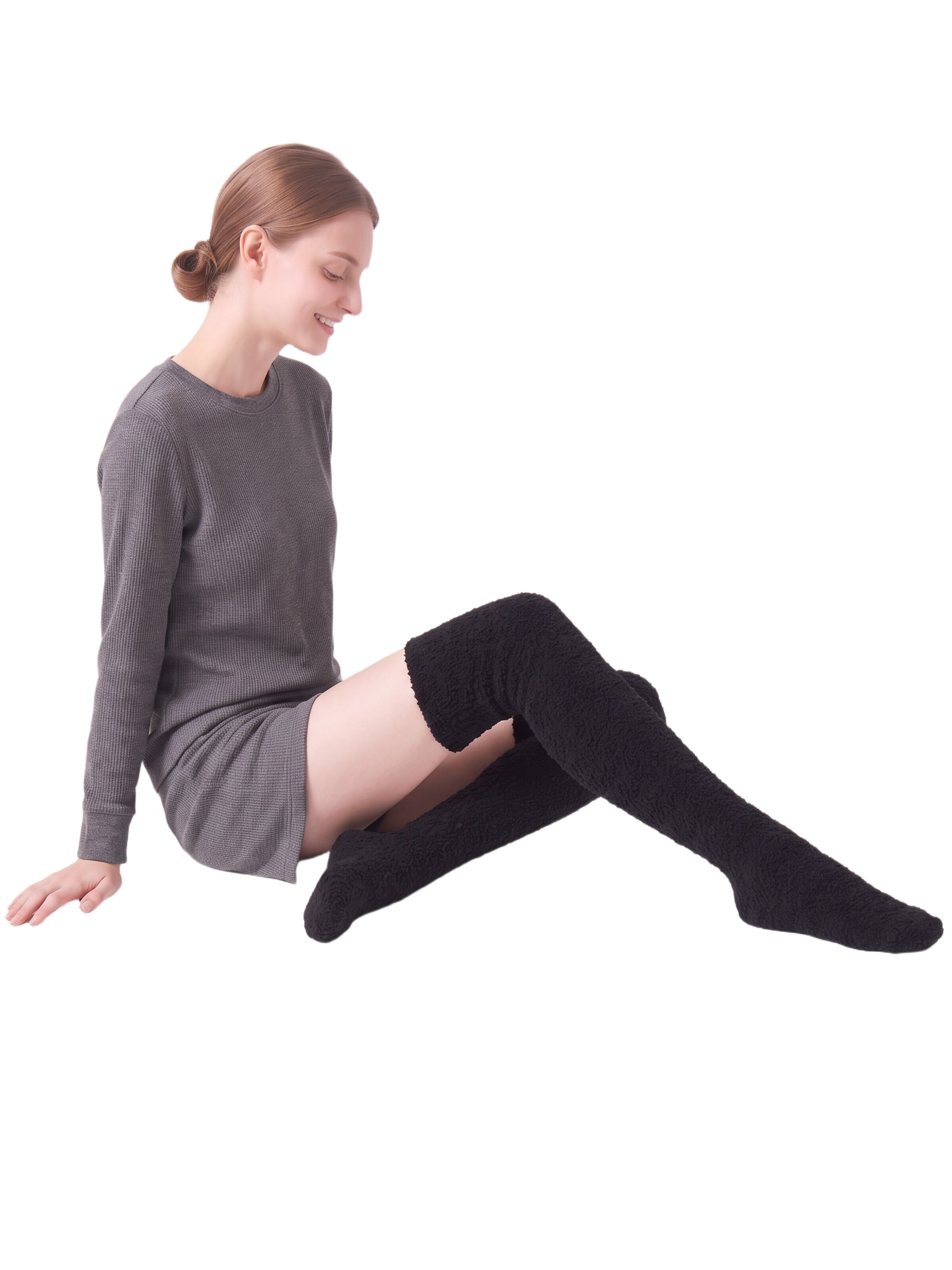 BONVERANO Over the Knee Socks in Beige