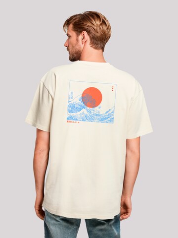 F4NT4STIC Shirt 'Kanagawa Welle Blue' in Beige: voorkant