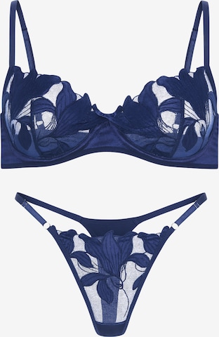 Orchibelle Bralette Underwear Sets in Blue: front