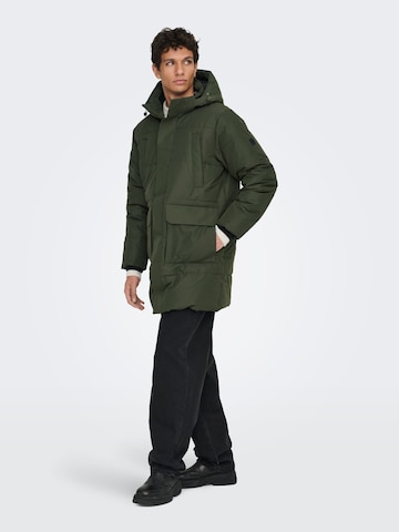 Only & Sons Winter Jacket 'CAM ' in Green