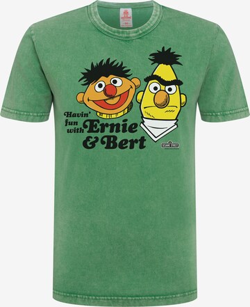 LOGOSHIRT Shirt 'Sesamstrasse - Ernie & Bert' in Green: front