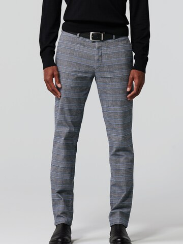 MEYER Regular Chino Pants 'Prince of Wales' in Blue: front