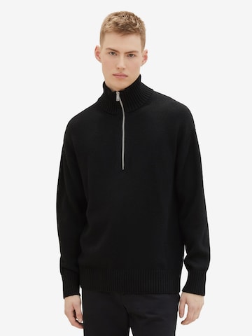 TOM TAILOR DENIM Pullover in Schwarz: predná strana