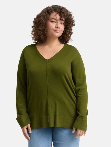 Tom Tailor Women + Trui in Groen: voorkant