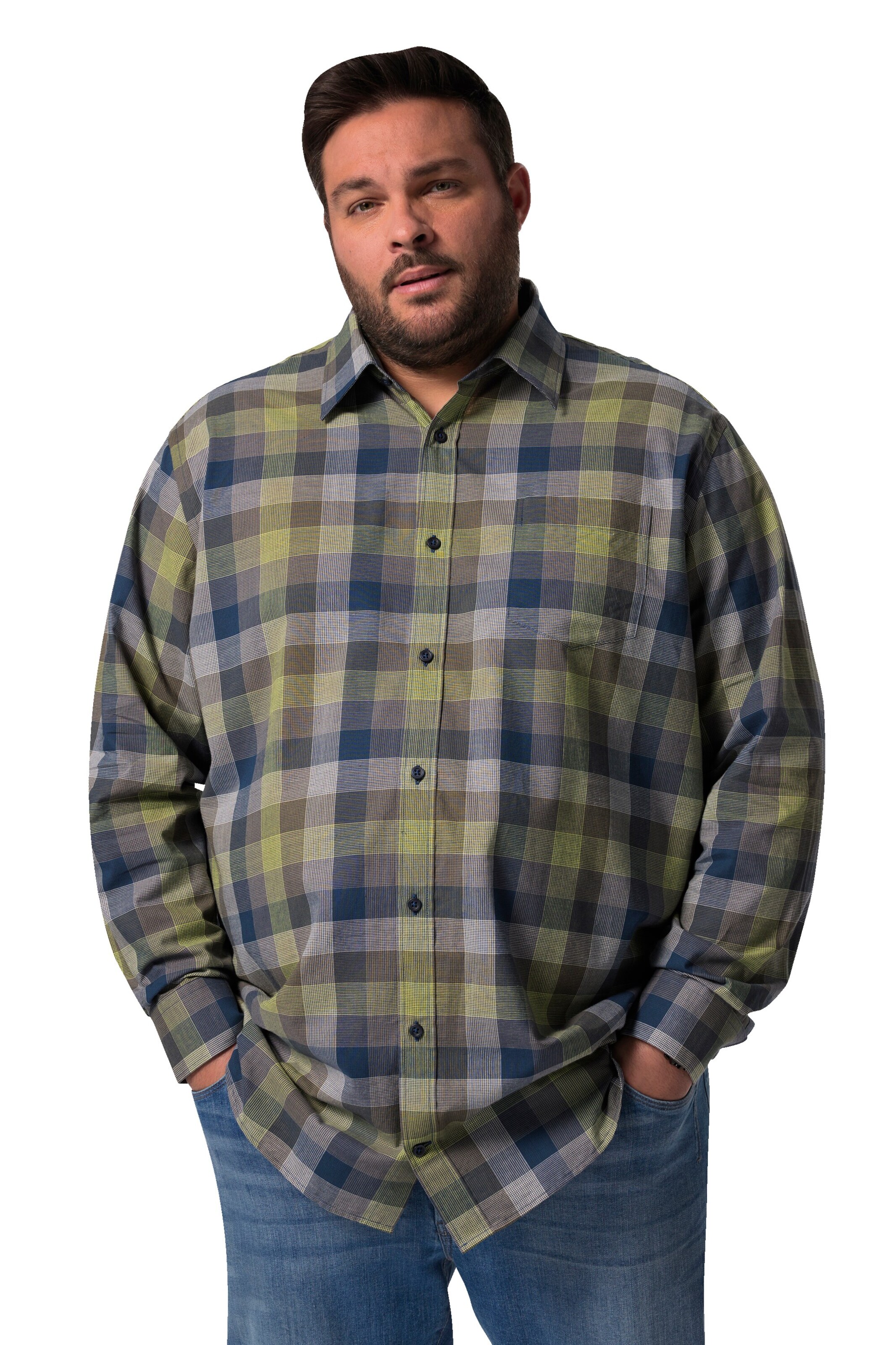 Coupe regular Chemise Men Plus en vert : devant