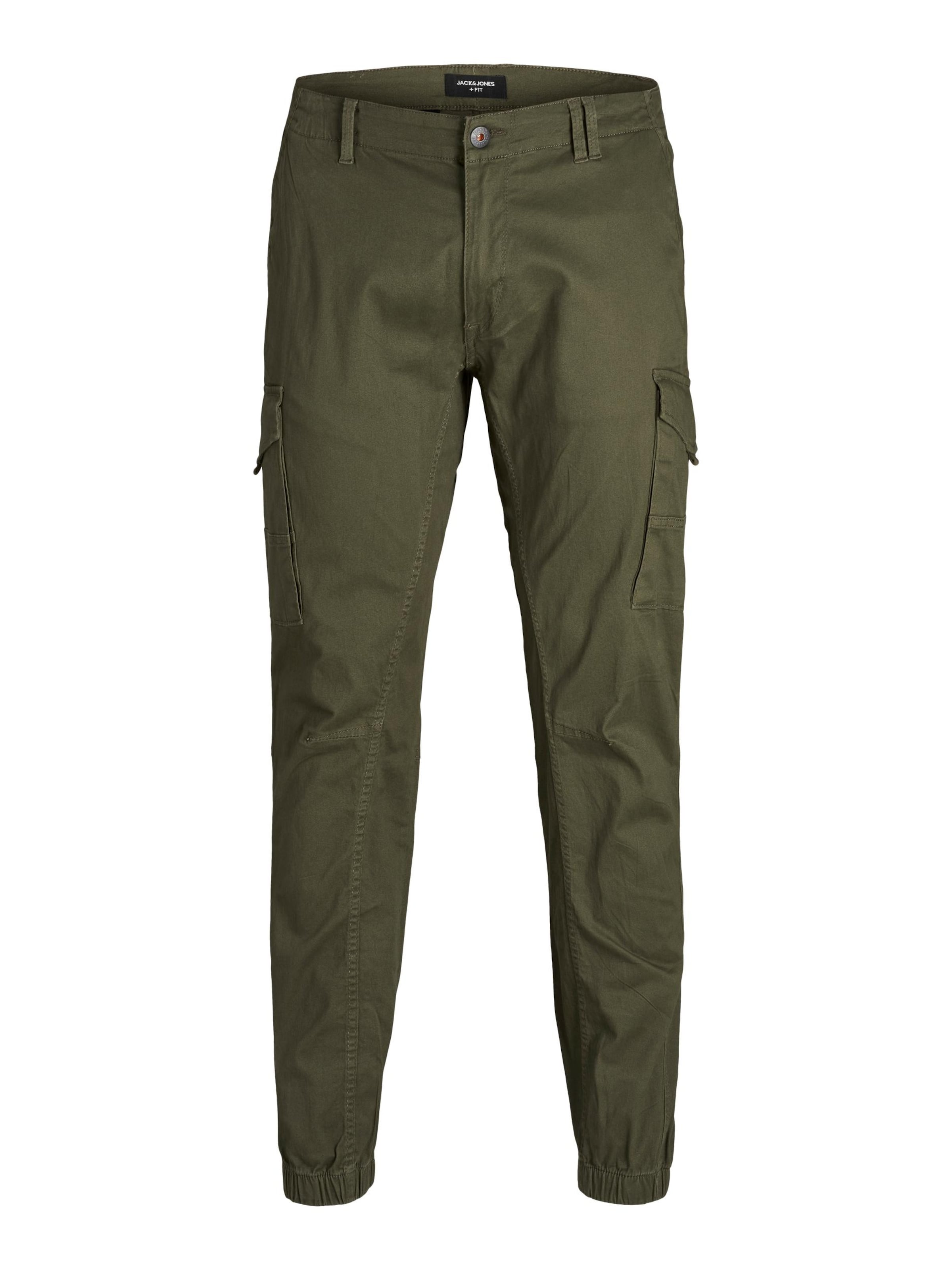 Jack & Jones Plus Tapered Cargobukser 'Paul' i grøn: forside