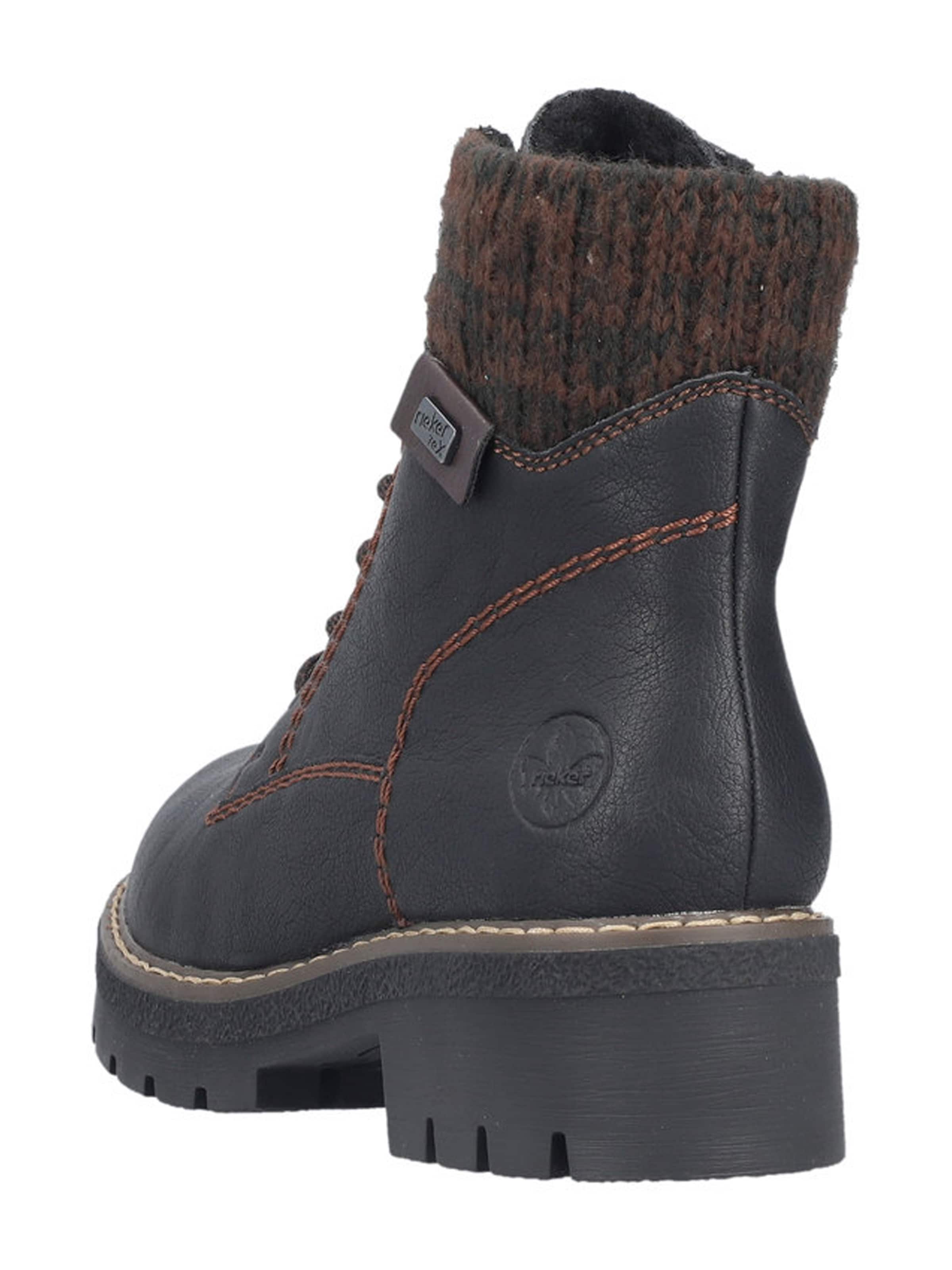 Rieker Ниски ботуши с връзки в черно