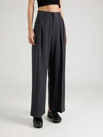 Wide Leg Pantalon à plis Gina Tricot en noir : devant