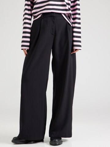 WEEKDAY Wide leg Bandplooibroek 'Dara' in Zwart: voorkant