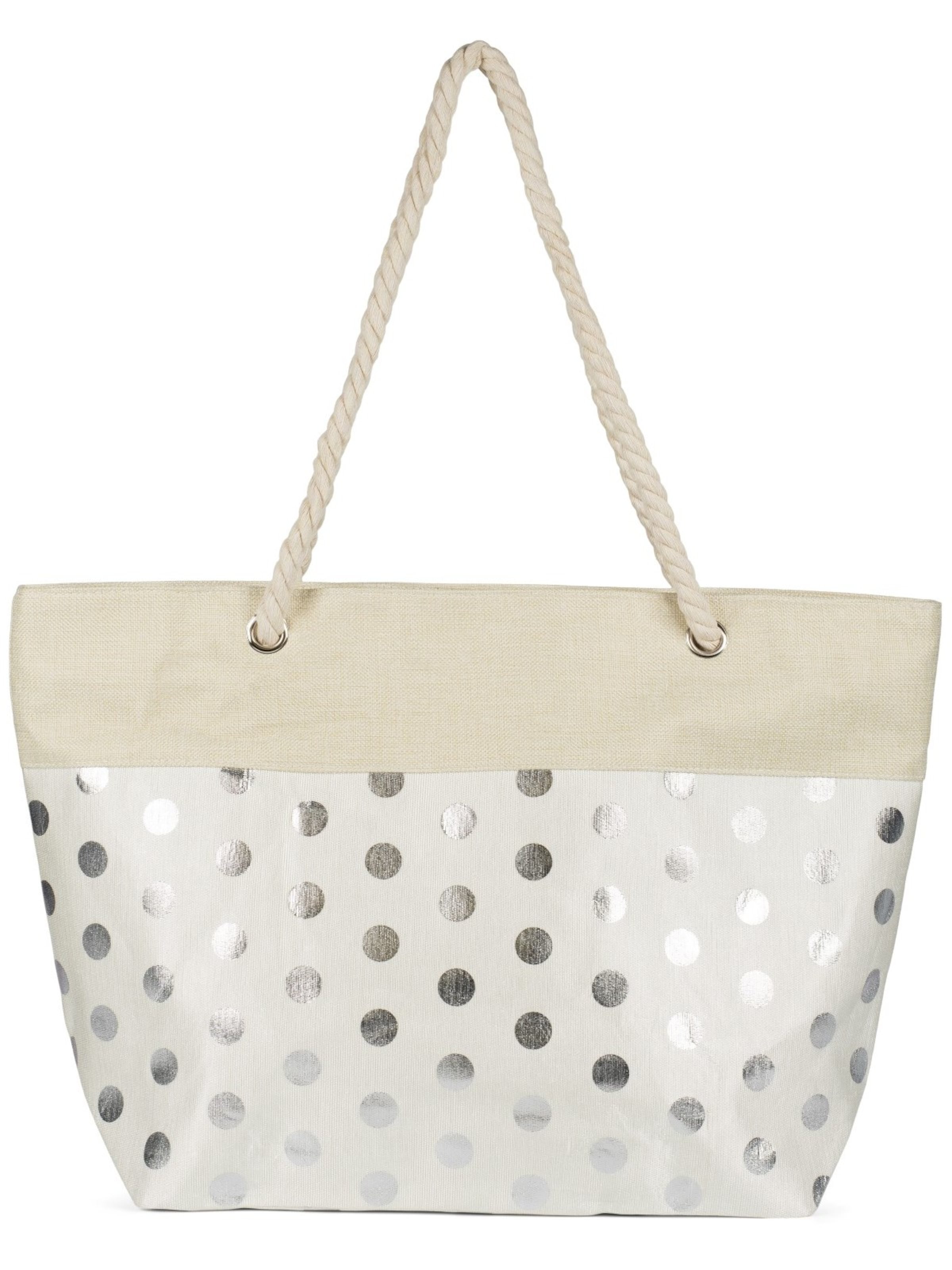 styleBREAKER Strandtasche 'Strandtasche mit Metallic Punkte'‌‌‌‌‌‌‌‌‌ in silber, Produktansicht