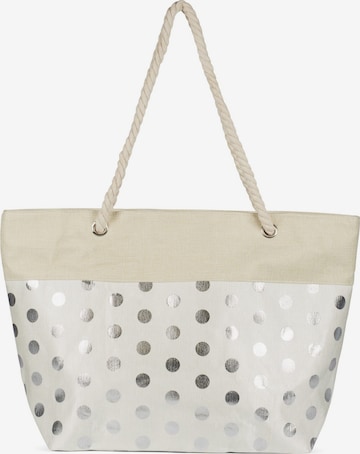 styleBREAKER Strandtasche 'Strandtasche mit Metallic Punkte' in Silber: Vorderseite