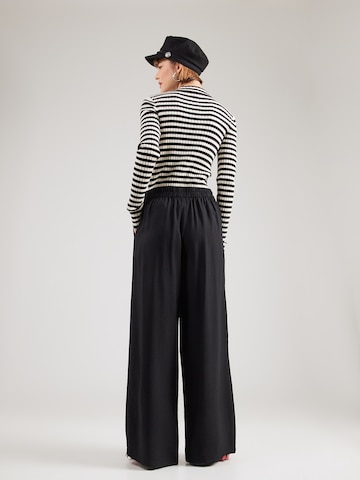Sublevel Wide leg Bandplooibroek in Zwart