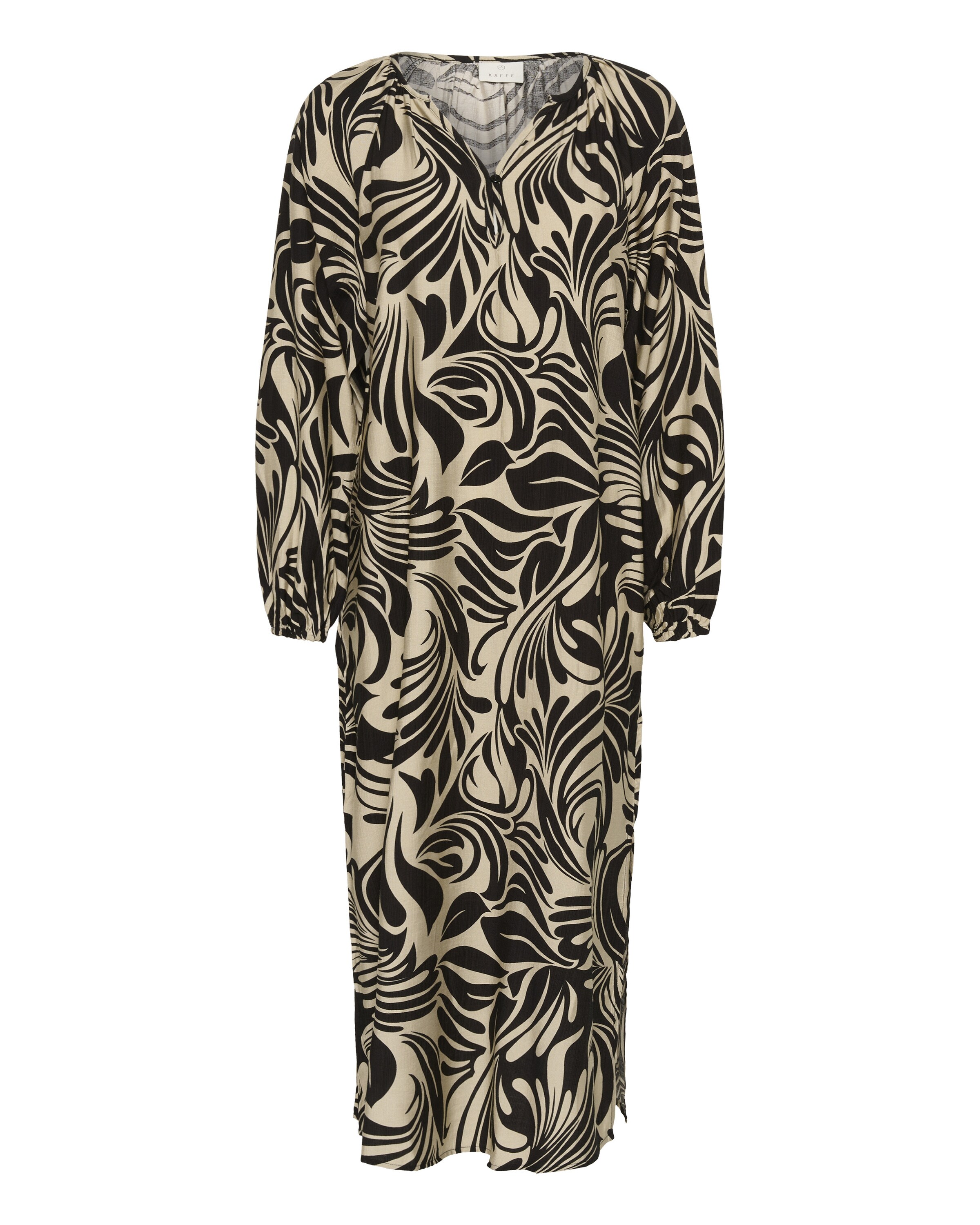 Kaffe Jurk 'Celia' in de kleur Chamois / Zwart, Productweergave